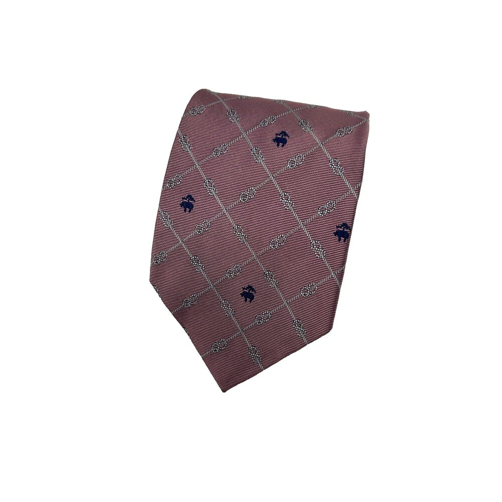 Brooks Brothers Silk Tie Pink Blue Geometric Lattice USA England 58.5 x 3.25